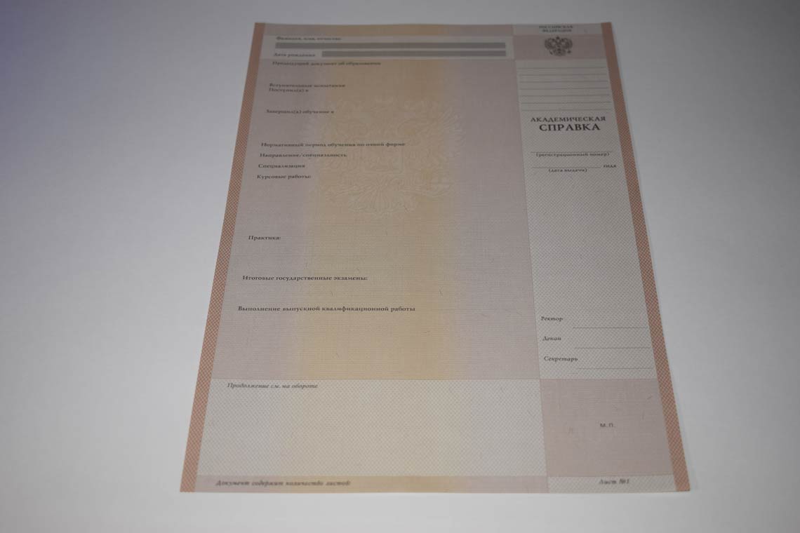 Академическая Справка ВУЗа 1996-2009 в Великом Новгороде